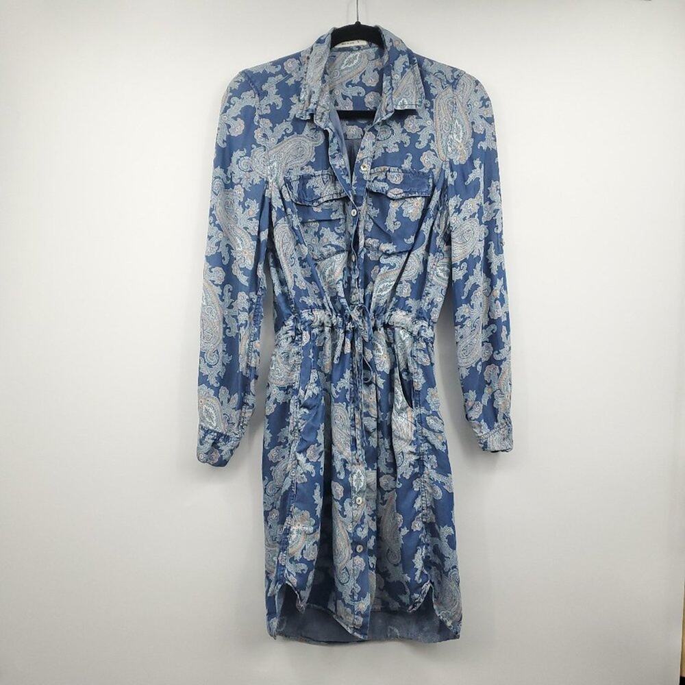 4OUR DREAMERS Drawstring Tencel Paisley Shirt Dress Small
